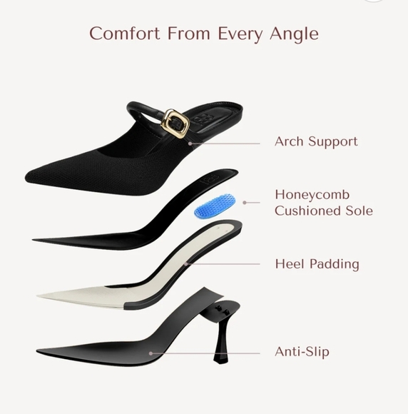 Cosy Island GraceLithe Pointed Toe Heeled Mules Size 10 - Picture 6 of 6